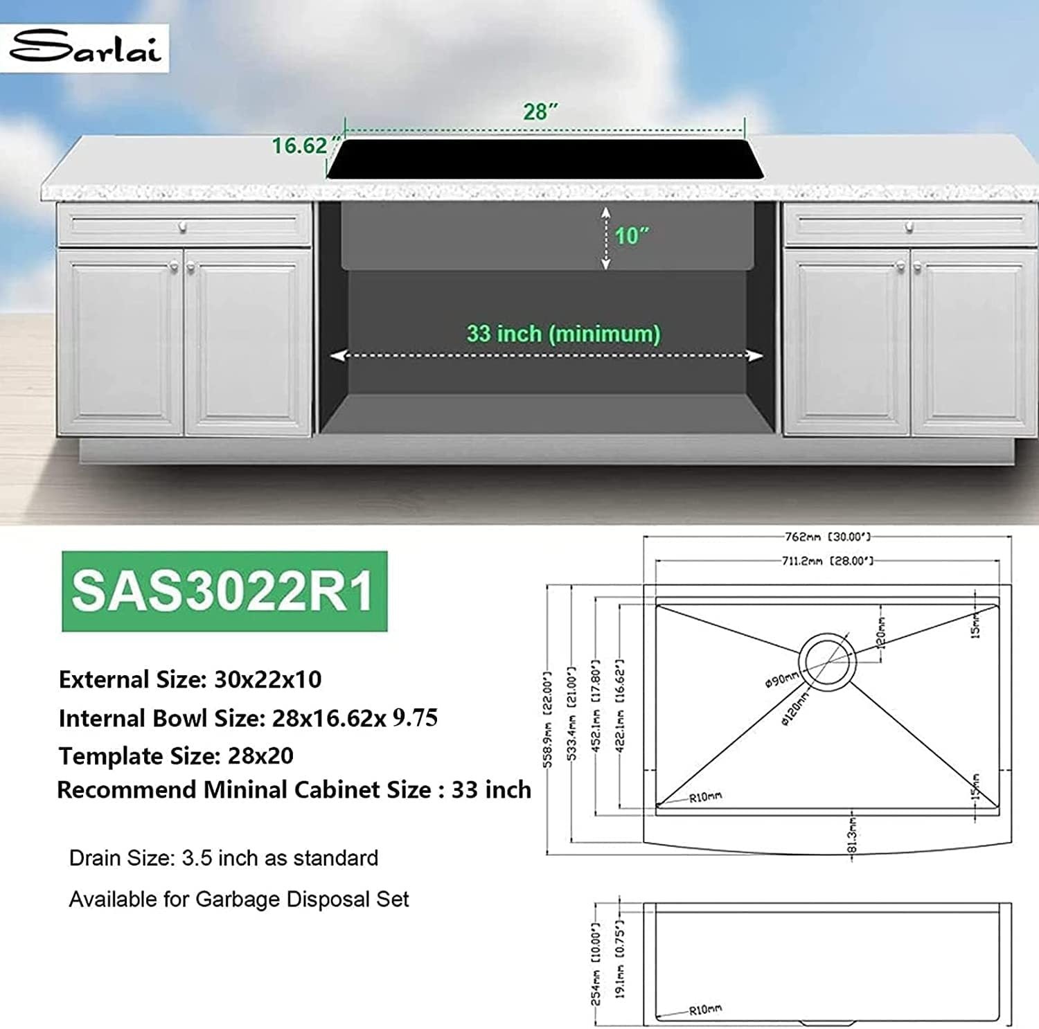 Farmhouse Sink Workstation - 30 Inch Kitchen Sink Gunmetal Black Stainless Steel 16 gauge Apron Front Kitchen Sink