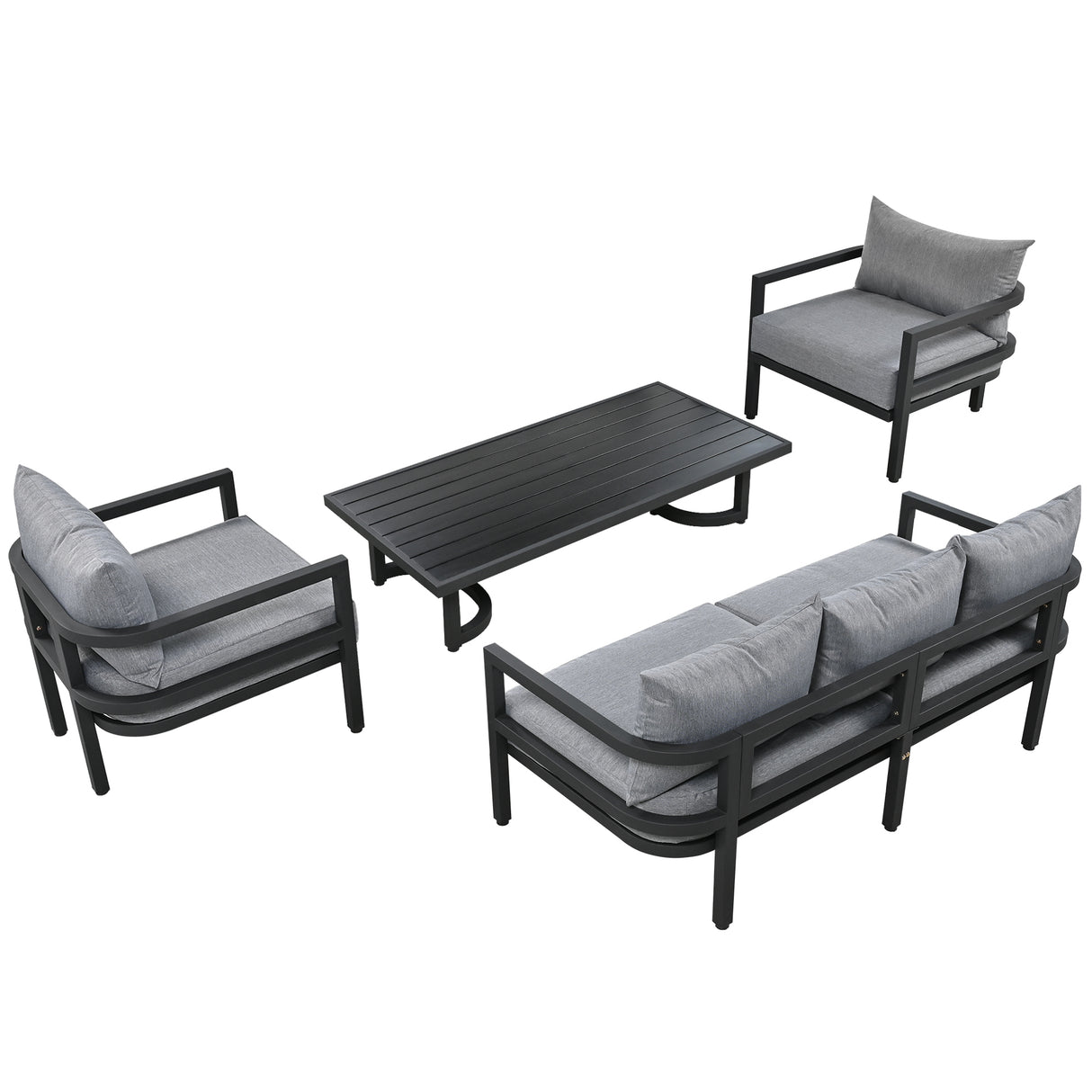 U_Style Multi-person Outdoor Steel Sofa Set, Waterproof, Anti-rust and Anti-uv, Suitable for Gardens and Lawns