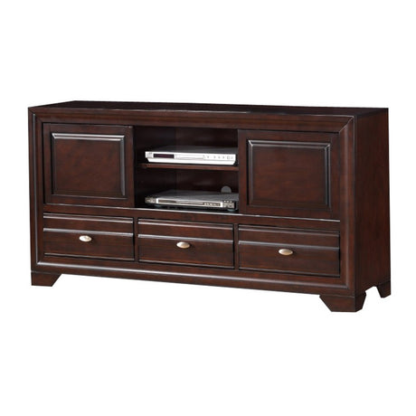 68 Inch Entertainment Console TV Stand, 3 Drawers, 2 Doors, Dark Brown Home Elegance USA