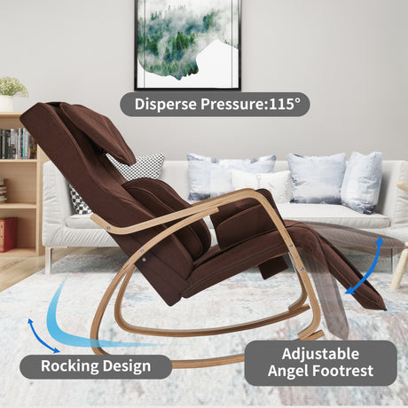 Full massage function-Air pressure-Comfortable Relax Rocking Chair, Lounge Chair Relax Chair with Cotton Fabric Cushion  Brown Home Elegance USA