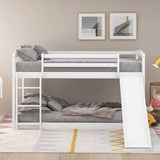 Twin over Twin Bunk Bed with Convertible Slide and Ladder , White(Old SKU:WF281725AAK) - Home Elegance USA