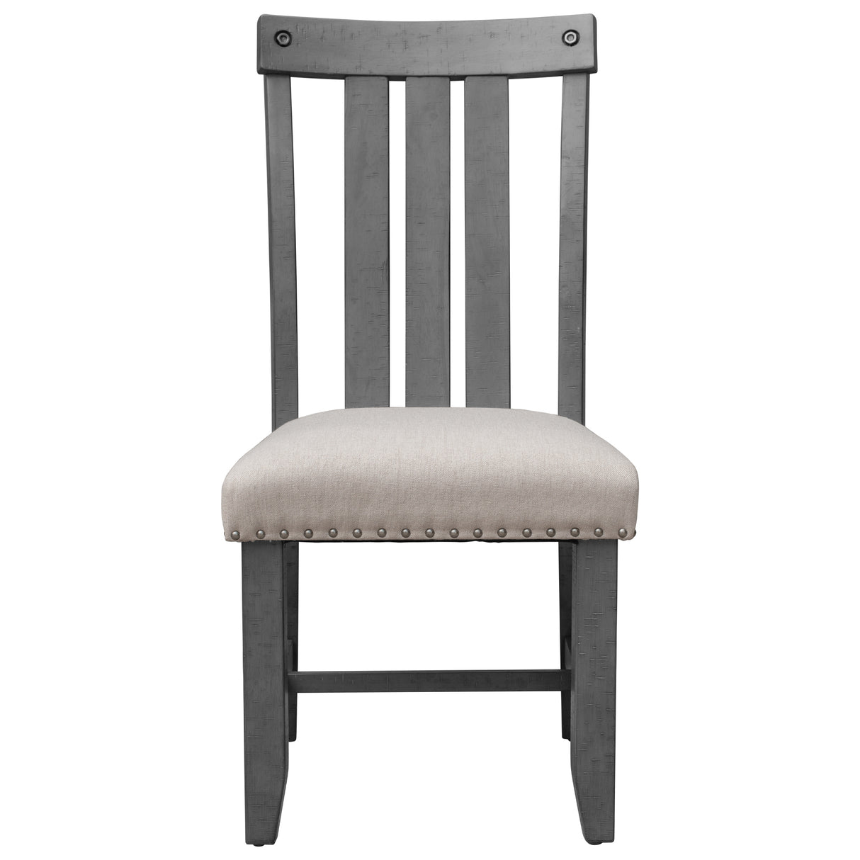 TREXM Set of 4 Fabric Upholstered Dining Chairs with Sliver Nails and Solid Wood Legs (Gray) - Home Elegance USA