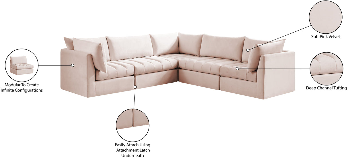 Jacob - Modular Sectional 5 Piece - Pink - Fabric - Home Elegance USA