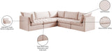 Jacob - Modular Sectional 5 Piece - Pink - Fabric - Home Elegance USA