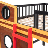 Full Size Boat Shape Loft Bed with Ladder-Walnut - Home Elegance USA