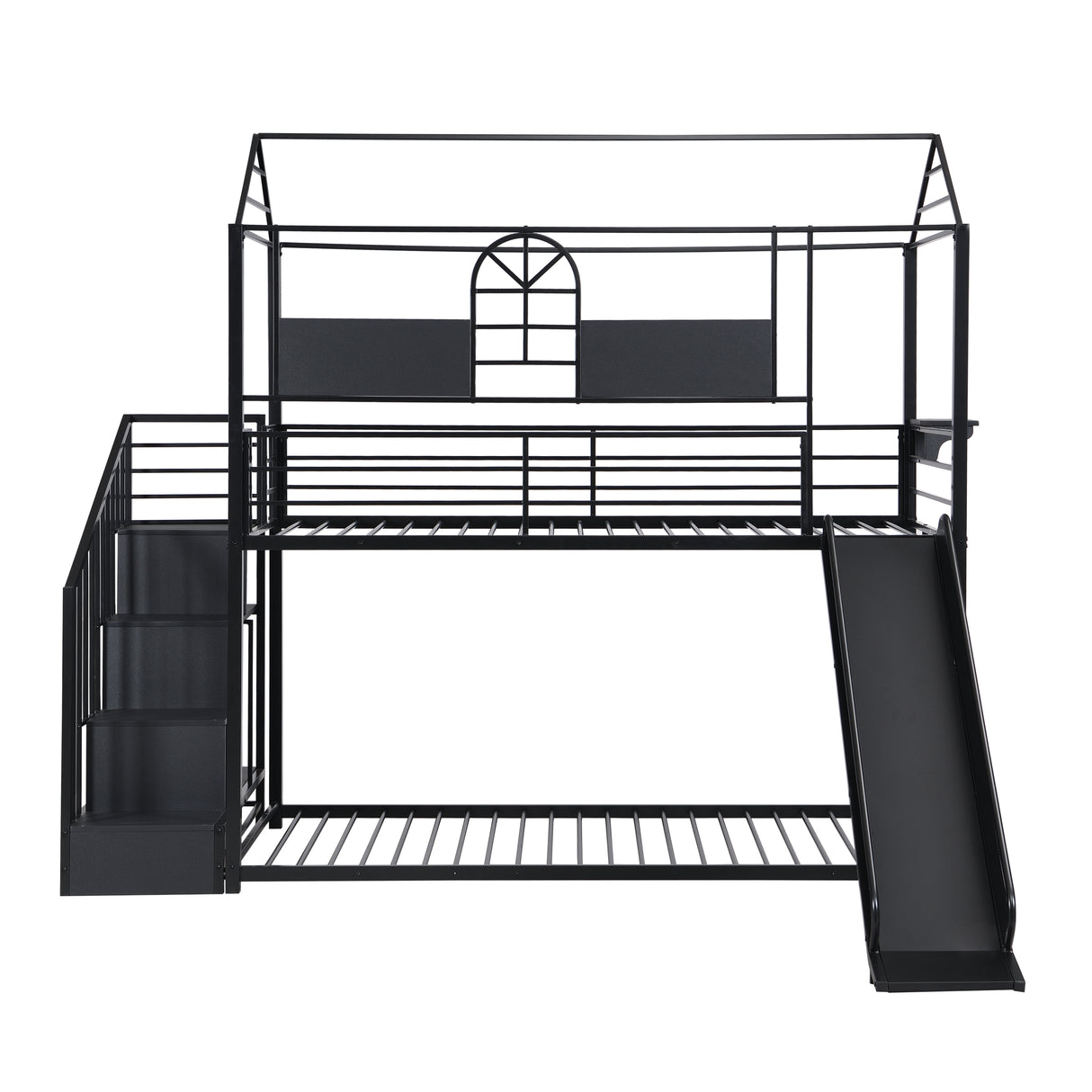 Metal bunk bed with slide and steps - Home Elegance USA