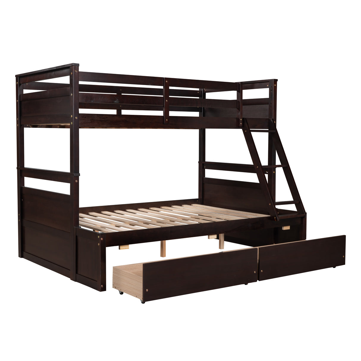 Twin over Full Bunk Bed with Storage - Espresso(OLD SKU :LP000022AAP) - Home Elegance USA