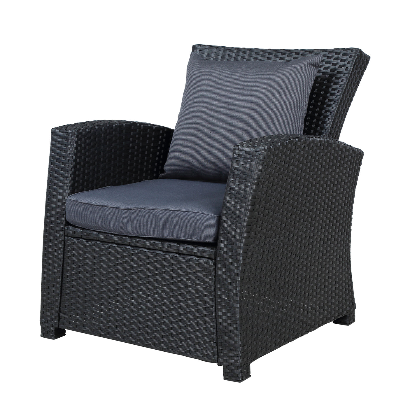 U_STYLE Outdoor Patio Furniture Set 4-Piece Conversation Set Black Wicker Furniture Sofa Set with Dark Grey Cushions