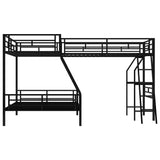 Twin over Full Bunk Bed with a Twin Size Loft Bed attached, with a Desk, Metal, Black - Home Elegance USA