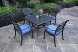 Square 4 - Person 43.19" Long Aluminum Dining Set with Navy Blue Cushions