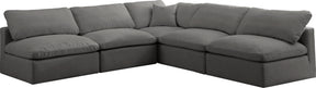 Plush - Cloud 5 Piece Modular Sectional - Grey - Fabric