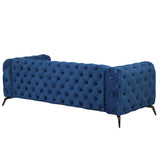 85.5" Velvet Upholstered Sofa with Sturdy Metal Legs,Modern Sofa Couch with Button Tufted Back, 3 Seater Sofa Couch for Living Room,Apartment,Home Office,Blue - SG000603AAC - image - 11