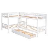 Twin L-Shaped Bunk bed with Drawers-Gray(OLD SKU :LP000038AAK) - Home Elegance USA
