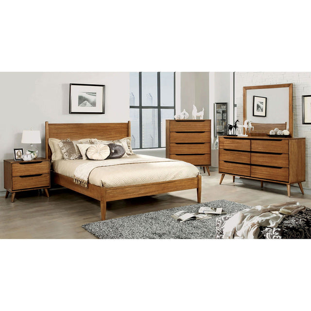 Lennart - 5 Piece Queen Bedroom Set With Chest & Oval Mirror - Oak - Home Elegance USA