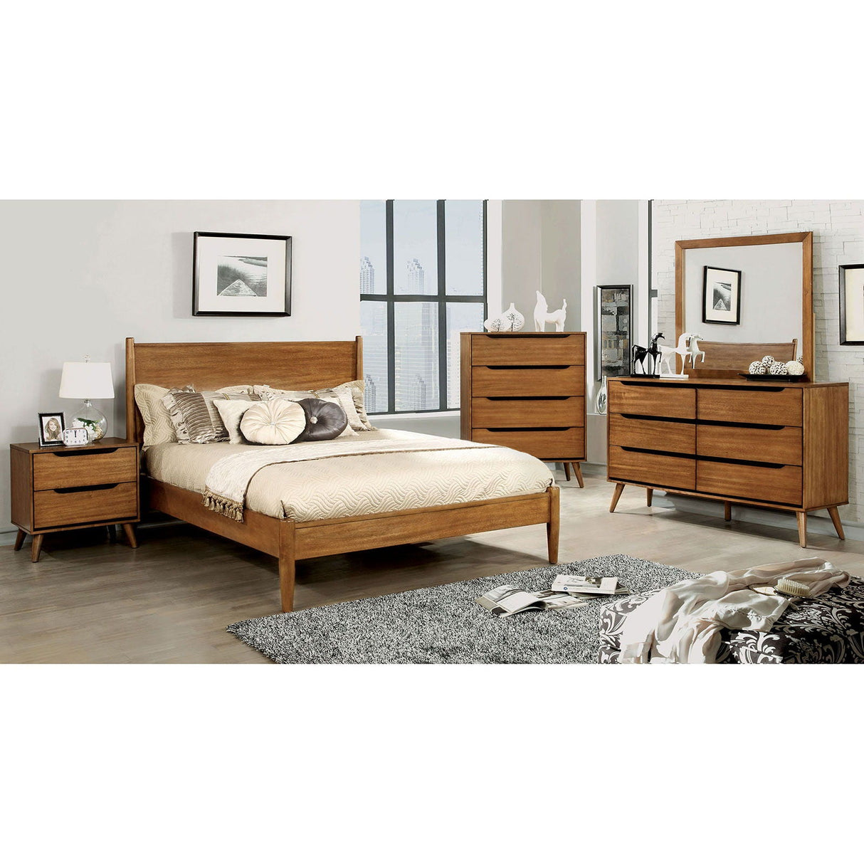 Lennart - 4 Piece Twin Bedroom Set - Oak - Home Elegance USA