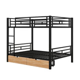 Metal Full Size Convertible Bunk Bed with 2 Drawers, Black(Expected Arrival Time: 9.18)