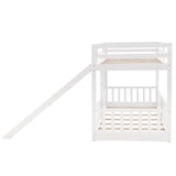 Twin Over Twin Bunk Bed with Slide and Ladder, White（Old SKU:LP000009AAK） - Home Elegance USA