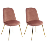 Modern Upholstered Dining Chair Set of 2 with Gold Legs - rose - Home Elegance USA