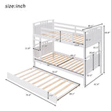 Twin-Over-Twin Bunk Bed with Twin size Trundle , Separable Bunk Bed for Bedroom - White - Home Elegance USA