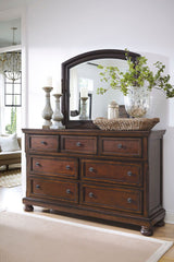 Porter - Rustic Brown - 5 Pc. - Dresser, Mirror, Queen Sleigh Bed With 2 Storage Drawers - Home Elegance USA