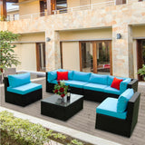 5 Pieces PE Rattan sectional Outdoor Furniture Cushioned U Sofa set with 2 Pillow - W329S00014 - image - 2