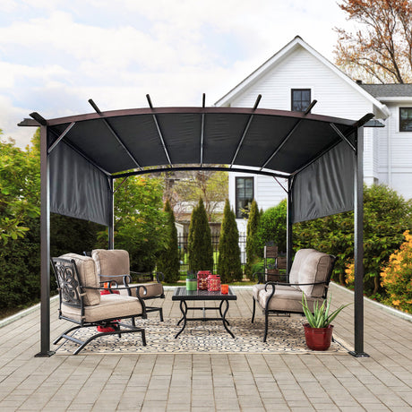 12 x 9 Ft Outdoor Pergola Patio Gazebo,Retractable Shade Canopy,Steel  Frame Grape Gazebo,Sun shelter Pergola for Gardens,Terraces,Backyard