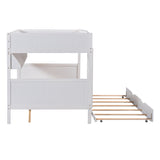 Full-Over-Full Bunk Bed with Twin size Trundle , Separable Bunk Bed with Bookshelf for Bedroom-White - Home Elegance USA