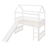 Twin Loft Bed with Slide, House Bed with Slide,White(OLD SKU :LT000212AAK) - Home Elegance USA