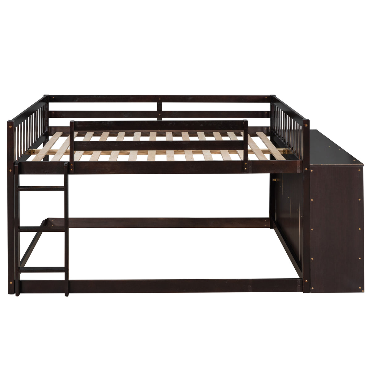 Full over Full Bunk Bed with 4 Drawers and 3 Shelves-Espresso - Home Elegance USA