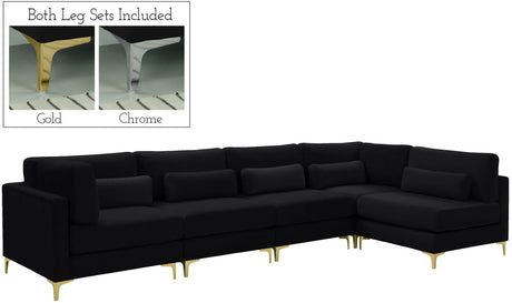 Julia - Modular Sectional 5 Piece - Black - Home Elegance USA