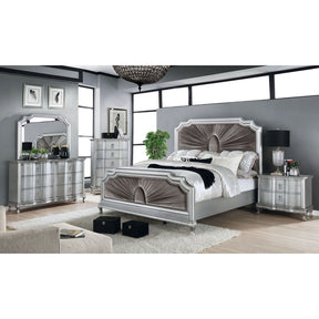 Aalok - 4 Piece Queen Bedroom Set - Silver / Warm Gray