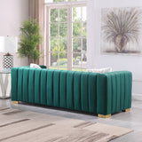 A modern channel sofa take on a traditional Chesterfield,Dark Green color,3 Seater - W1099S00034 - image - 3