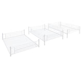 Full-Full-Full Metal  Triple Bed  with Built-in Ladder, Divided into Three Separate Beds,White - Home Elegance USA