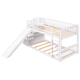 Stairway Twin over Twin Bunk Bed with Two Drawers and Slide, White(OLD SKU :LT000155AAK) - Home Elegance USA