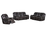 Reclining upholstered manual puller in faux leather, Brown 85.83*38.58*40.16 - Home Elegance USA