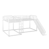 Full and Twin Size L-Shaped Bunk Bed with Slide and Short Ladder, White - Home Elegance USA