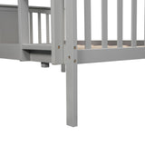 Full over Full Bunk Bed with Ladder for Bedroom, Guest Room Furniture-Gray(OLD SKU :LP000203AAE) - Home Elegance USA