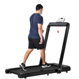 Folding Treadmill, Installation-Free Under Desk Electric Treadmill 2.5HP, with Bluetooth APP and speaker, Remote Control, Display, Walking Jogging Running Machine Fitness Equipment for Home Gym Office