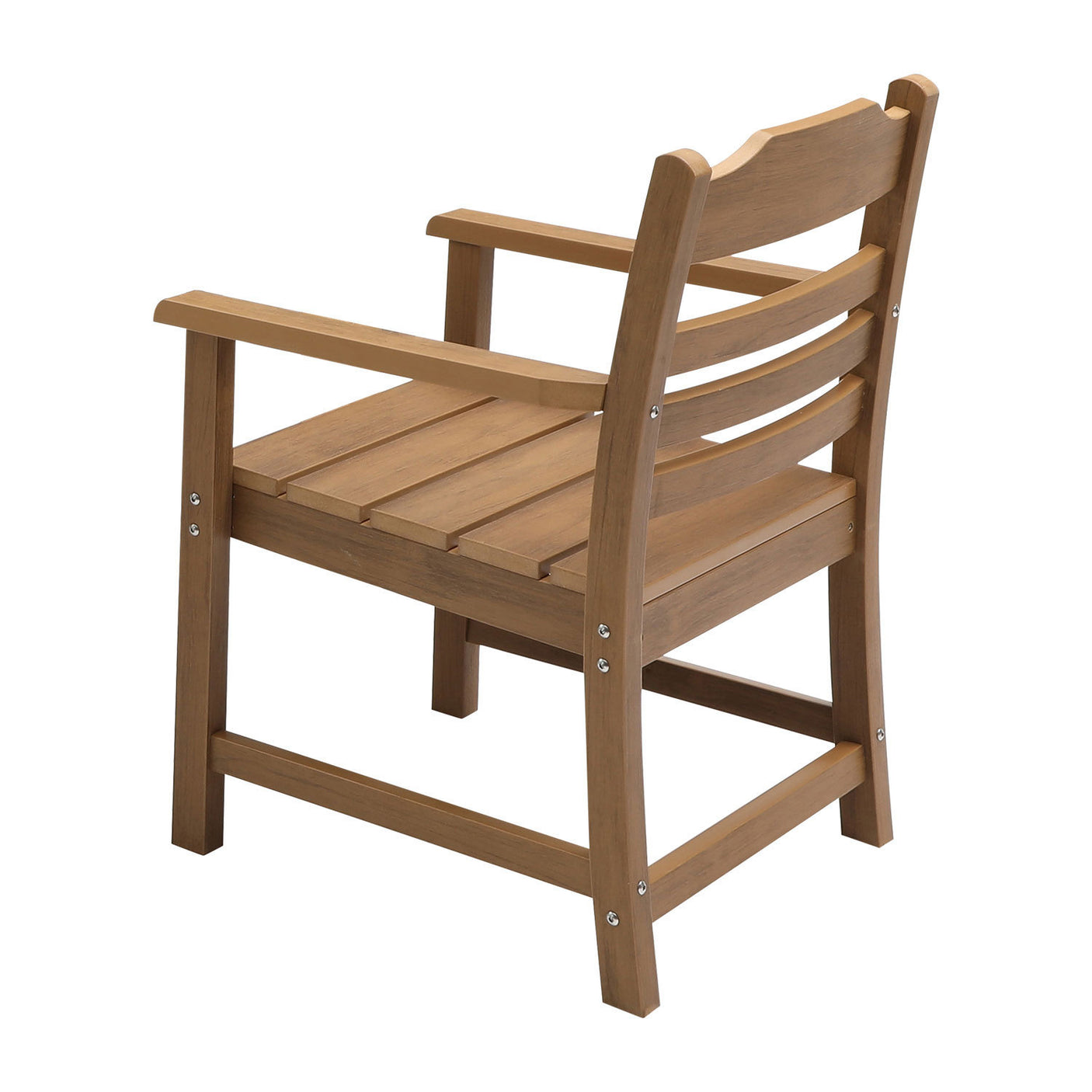 Patio Dining Chair with Armset Set of 2,  HIPS Materialwith Imitation Wood Grain Wexture, Teak