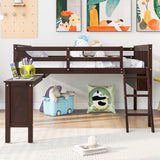 Full Size Loft Bed With Removable Desk and Cabinet, Espresso - Home Elegance USA