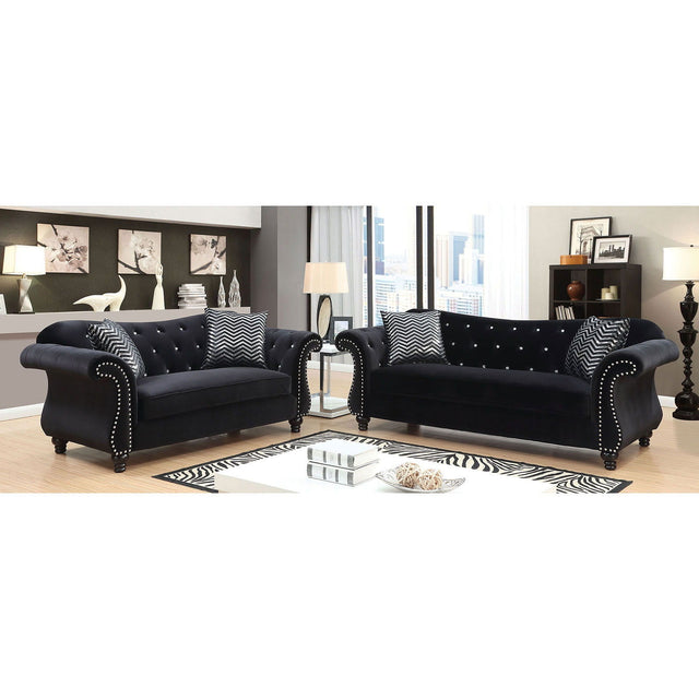 Jolanda - Sofa & Love Seat & Chair - Black - Home Elegance USA