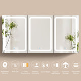 60x30 Inch LED Bathroom Medicine Cabinet Surface Mount Double Door Lighted Medicine Cabinet, Medicine Cabinets for Bathroom with Mirror Defogging, Dimmer White - W995S00070 - image - 4