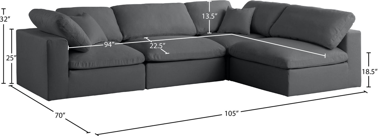 Plush - Cloud Modular Sectional 4 Piece - Grey - Home Elegance USA