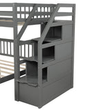 Twin over Full Loft Bed with Staircase,Gray(OLD SKU:SM000107AAE) - Home Elegance USA