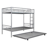 Twin-Over-Twin Metal Bunk Bed With Trundle,Can be Divided into two beds,No Box Spring needed ,White ( old sku: MF194806AAN ) - Home Elegance USA