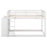 Twin over Twin Bunk Bed with Attached Cabinet and Shelves Storage,White (OLD SKU:GX000513AAK) - Home Elegance USA