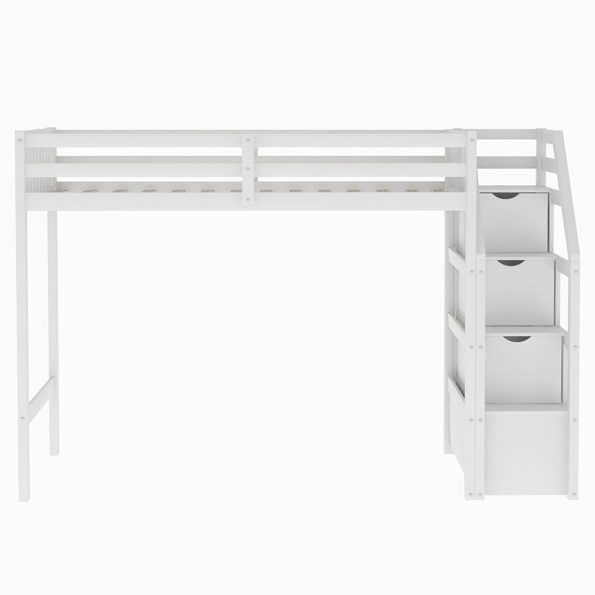 Twin over Full Loft Bed with Staircase,White(OLD SKU:SM000107AAK) - Home Elegance USA