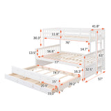 Twin-Over-Full Bunk Bed with Twin size Trundle , Separable Bunk Bed with Drawers for Bedroom - White - Home Elegance USA