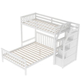 Twin over Full Loft Bed with Staircase,White(OLD SKU:SM000107AAK) - Home Elegance USA