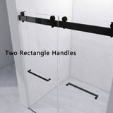 Frameless Double Sliding Shower, 69" - 72" Width, 79" Height, 3/8" (10 mm) Clear Tempered Glass, , Designed for Smooth Door with Clear Tempered Glass and Stainless Steel Hardware in Matte Black Finish